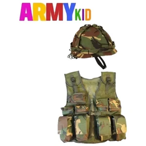 Childrens Army Clothing - KIDS ASSAULT VEST & HELMET SET – DPM WOODLAND CAMO - Picture 1 of 1
