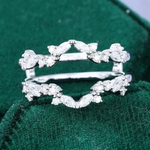 2Ct Marquise Cut Lab Created Diamond Enhancer Wrap Ring 14K White Gold Plated - Picture 1 of 6