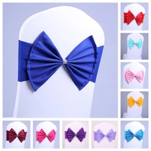 10 PCS Fan-shaped Big Bow Chair Sashes Elastic Cover Banquet Party Decor - Picture 1 of 14