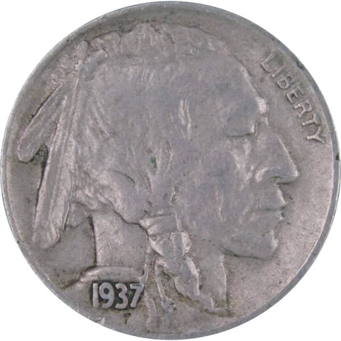 1937 S Indian Head Buffalo Nickel 5 Cent Piece VF Very Fine 5c US Coin Cover