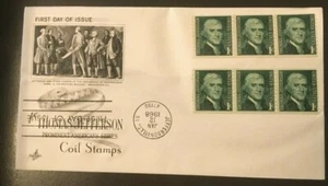 US FDC # 1299 Thomas Jefferson Coil Stamps Unaddressed - Picture 1 of 1