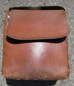 VINTAGE 60S 70S HIPPIE LEATHER SATCHEL PURSE BOOK DOCUMENTS BAG BOHO HIPPY - Picture 1 of 6