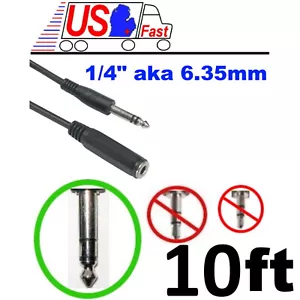 10ft 1/4" Stereo Male~Female Extension Audio/Headphone/Mic/PA Cable/Cord 6.35mm - Picture 1 of 1