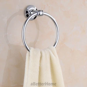Fashion Round Towel Ring Holder Chrome Solid Brass Wall Mount Hand Towel Rail Ba - Picture 1 of 3
