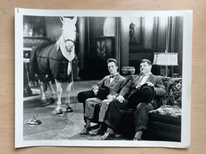 Laurel And Hardy Sitting on Couch with Horse Vintage Hollywood Celebrity Photo - Picture 1 of 4