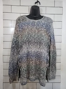 Lucky Brand Women's Sz Medium Sweater Ombre Chunky Casual Cable Knit - Picture 1 of 7