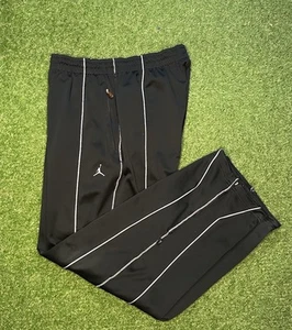 Jordan Mens XXL Track Pants Black White Piping Zipper Pockets Vintage Y2K Retro - Picture 1 of 5