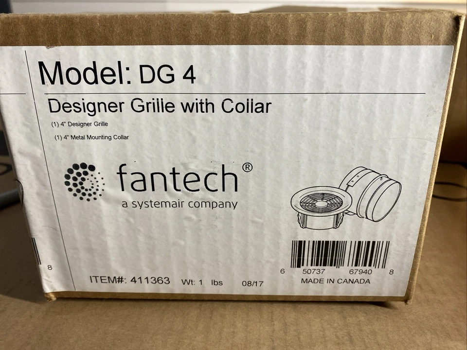 ¡Nuevo! Modelo FANTECH: artículo DG4 # 411363 rejilla de escape de diseño con cuello conducto de 4" Foto 1 de 1