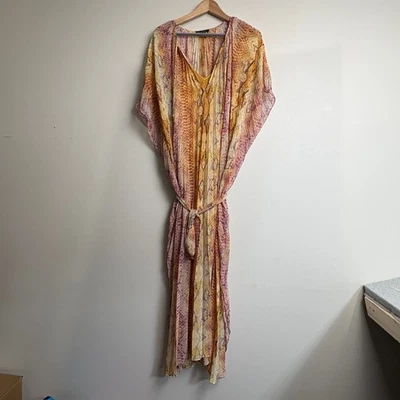 Vestido Marciano Guess Feminino S Transparente Midi Estampa de Cobra Boho Resort Crinkle Boho - Imagem 1 de 4