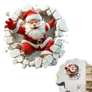 Christmas Creative Wall Sticker%2C3D Santa Claus Broken Wall Christmas Deca l  - Picture 1 of 25