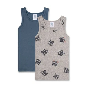 Sanetta Boys Shirt 2 Pack- Sleeveless Undershirt, Tank Top Gray/Blue 140 - Picture 1 of 3