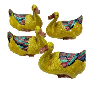 4er Set antike chinesische Export Porzellan Famille Jaune Ente Modelle - Bild 1 von 7