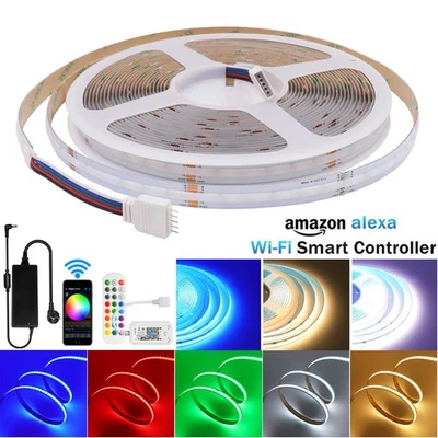 Striscia LED COB 5 m RGB+WW/CW 4 in 1 striscia 24 V striscia Wifi Alexa dimmerabile DHL - Immagine 1 di 4