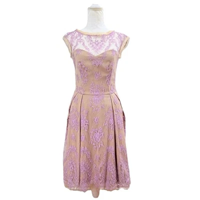 Collette Dinnigan Lace Dress Pink Nude Size XS Midi Limited Edition Rare F - Image 1 of 4