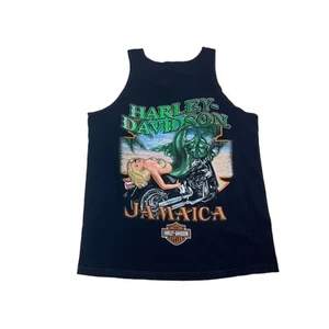 Camisa grande vintage Harley Davidson Jamaica Mermaid negra sin mangas sin mangas - Imagen 1 de 8