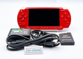 Sony PSP-2000 Console Deep Red Region free Rare w/adapter, battery - Excellent