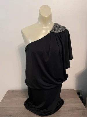 Speechless Black One Shoulder Beaded Mini Dress Size S Y2K Club Wear Sexy - Image 1 of 4