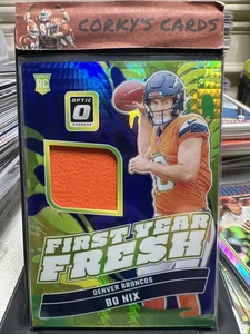 2024 Donruss Optic Bo Nix #FYF-BNX First Year Fresh Blue Hyper Patch RC Orange - Bild 1 von 2