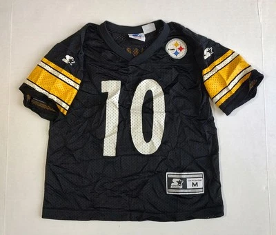 Винтажная футболка стартера 90-х Pittsburgh Steelers Stewart молодежная M черная No10 NFL 1995 - Изображение 1 из 4