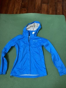 Marmot Womens Jacket Blue Size Small Nylon Check Hooded Long Membrain - Picture 1 of 3