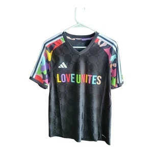 Adidas Love Unites Black Multi-colored Sleeve Rich MNISI Medium Aeroready Jersey - Picture 1 of 5