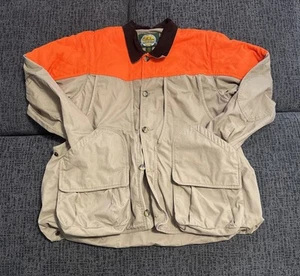 Cabelas Bird Hunting Jacket Mens Large Brown Orange Shooting Game Pocket Canvas - Picture 1 of 11