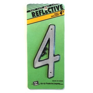 NEU Deadstock Vintage 4" reflektierende Kunststoff Hausnummer 4 Vier Hy-ko - Bild 1 von 4