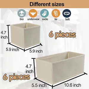 Set of 12 Drawer Organizer, Fabric Closet Organizer and Storage Baskets,Folda... - Picture 1 of 7