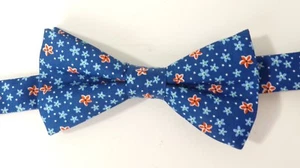 IZOD Mens Blue & Orange Floral Flowered Adjustable Size Bow Tie Necktie - Picture 1 of 4