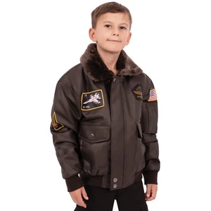 Rothco Kids Brown WWII Aviator Flight Bomber Fighter Pilot Jacket with Patches - Picture 1 of 4