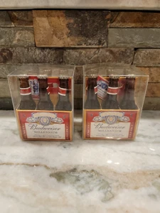 2x Budweiser Millennium Mini Six Pack Beer Bottles & Pin. Limited 2000 - Picture 1 of 6