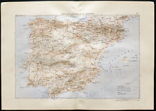 1880 - antique map - Spain And Of Portugal (Espana)