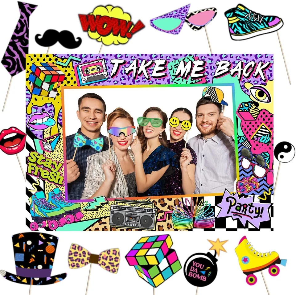 80S 90S Themed Party Decorations for Adults, 1990S Throwback Party Photo Booth P - Image 1 of 2