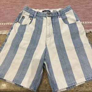 Vintage Nuovo County Seat 80s 90s Striped Denim Shorts Womens 8 Retro Old School - Picture 1 of 8