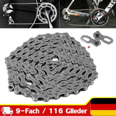 Catena bici 9 scomparti 116 maglie catena bici per mtb strada bici da corsa mountain bike - Immagine 1 di 4