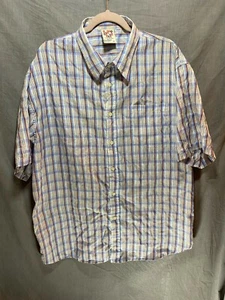 Old Skool Button Up Shirt Extra Adult Large Red Blue White Plaid Casual Mens. - Picture 1 of 8