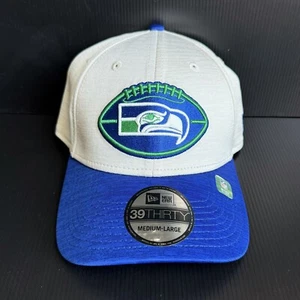 NWT New Era 39Thirty Seattle Seahawks Blue NFL Throwback Flex Fit Hat Cap M/L - Picture 1 of 9