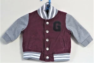 Chaqueta universitaria babyGAP talla 0-6 meses niños gris marrón rubí vino primavera - Imagen 1 de 2