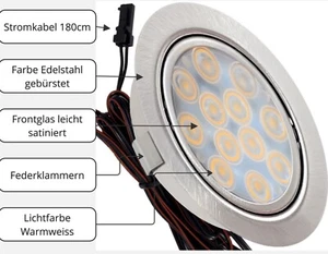 LED Möbeleinbauleuchte Nina 12V / 3W / Superflach / Spiegelschrank / Matt-Chrom - Bild 1 von 9