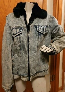 Vintage Wendejacke Jeans & schwarzes Fell Taschen SUPER WEICH  - Bild 1 von 13