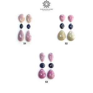 Piedra preciosa de zafiro azul rosa natural sin tratar pera redonda forma de ... - Imagen 1 de 4