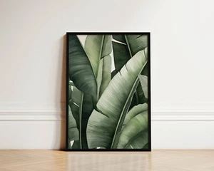 Arte de pared hoja botánica planta selva tropical impresión verde para decoración de baño - Imagen 1 de 16