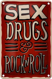 Blechschild Spruch 12x18 cm Sex drugs Rock n Roll Metall Deko Schild tin sign - Picture 1 of 5