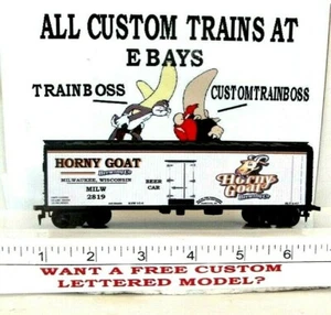 HO SCALE CUSTOM LETTERED HORNY GOAT BREWING CO. BEER CAR REEFER LOT AVAIL IN O - Picture 1 of 12