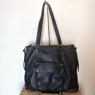 KOOBA LEATHER SHOULDER BAG BLACK BOHO Classic Minimalist Hobo Purse - Image 1 of 4