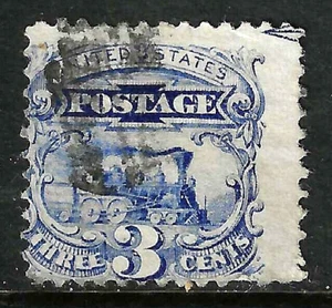 Sc #114 Grill Scarce Arrow Margin 3 Cent Locomotive 1869 Pictorial US 24E71 - Picture 1 of 2