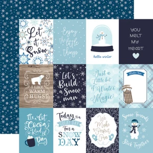 2 Sheets of Echo Park Paper WINTER MAGIC 12x12 Cardstock - 3x4 Journaling Cards - Picture 1 of 1