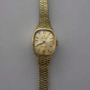 Reloj eléctrico vintage para damas Elgin correa de malla tono dorado - NO funciona pero usado en excelente estado - Imagen 1 de 7