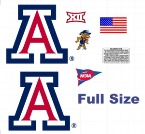 ARIZONA WILDCATS Casco Calcio Decalcomanie Pollici COMPLETO Taglia 8 Mil Convesso - Foto 1 di 1