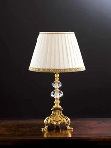 LUME LAMPADA IN OTTONE E CRISTALLO PARALUME AVORIO DECORO ORO 1x40W 1 LUCE - Picture 1 of 1